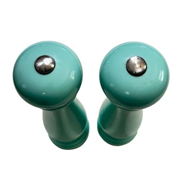 Electric Turquoise Pepper & Salt Mills 12” Tall Light Weight Plastic Set Of 2 - Picture 3 of 10